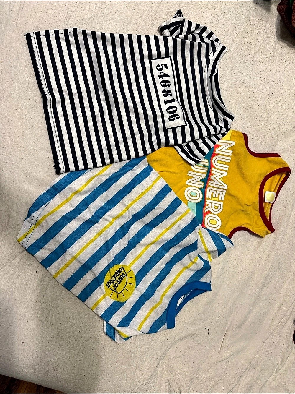 Numero Uno / Surf's Out, Toned Out Striped 3-Piece Set for dogs up to 20 pounds